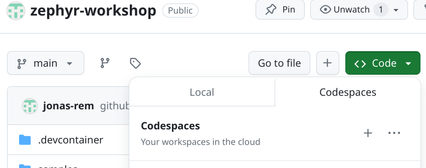 Create a new Codespace